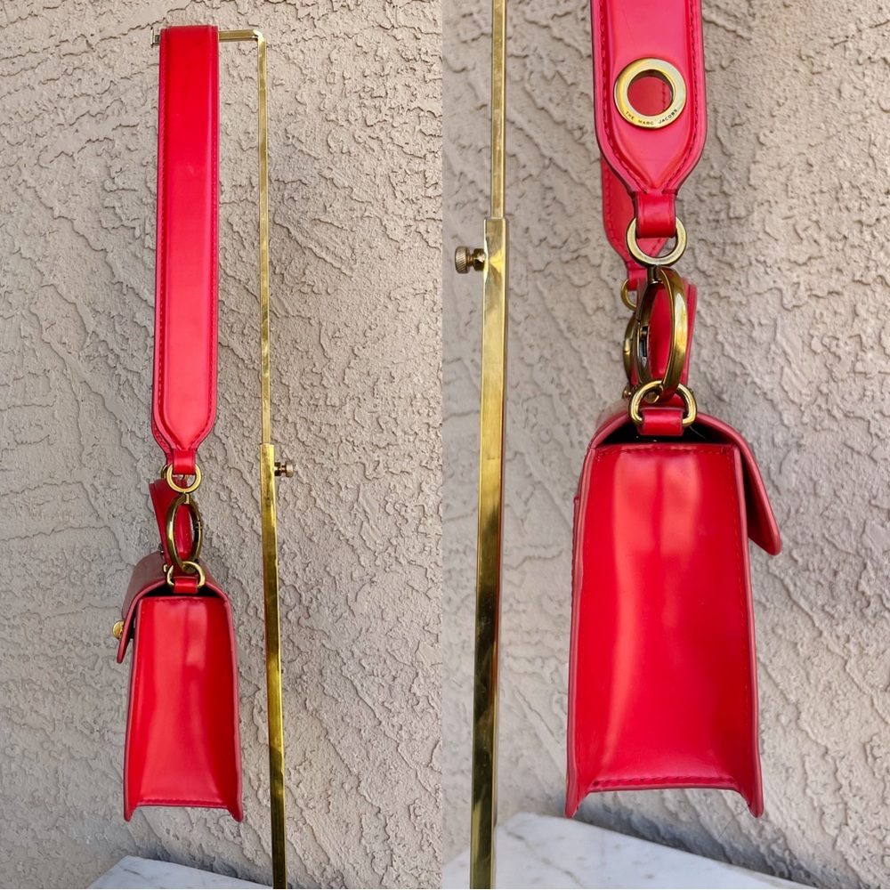 MARC JACOBS Red Smooth Leather Crossbody Flap Satchel Downtown Shoulder Bag - Picture 14 of 17